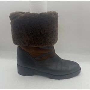 La Canadienne Brown Leather Shearling Lined Boots Women's Size 9